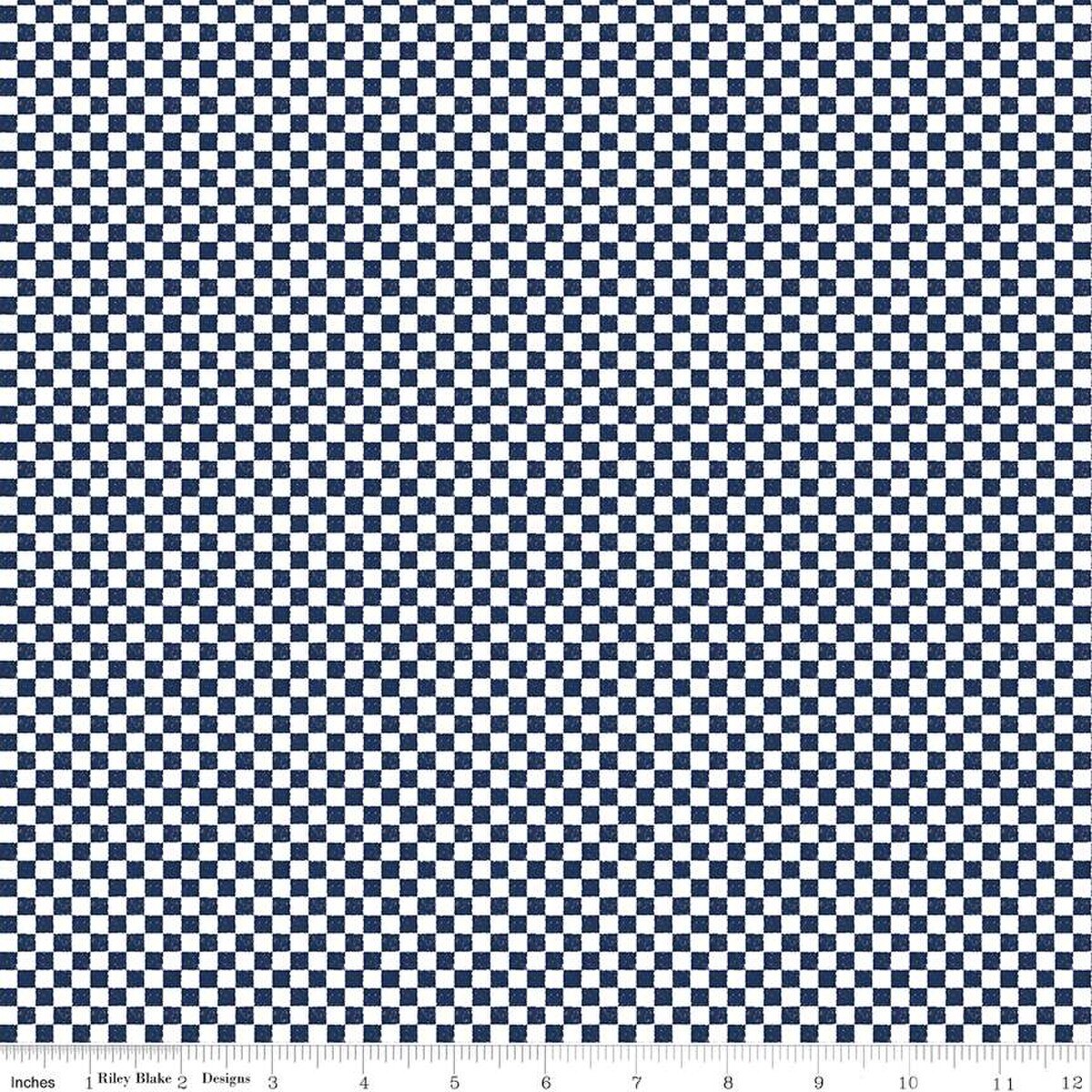 Check Please! 1/4" Check Navy FABRIC (Quarter Yard increments)