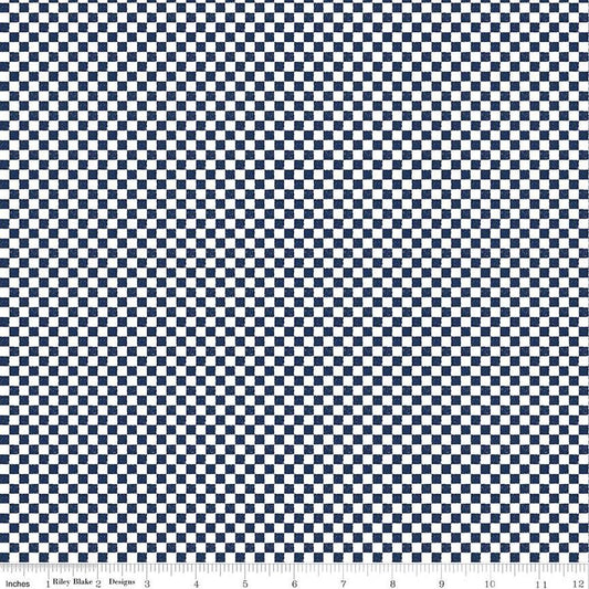 Check Please! 1/4" Check Navy FABRIC (Quarter Yard increments)