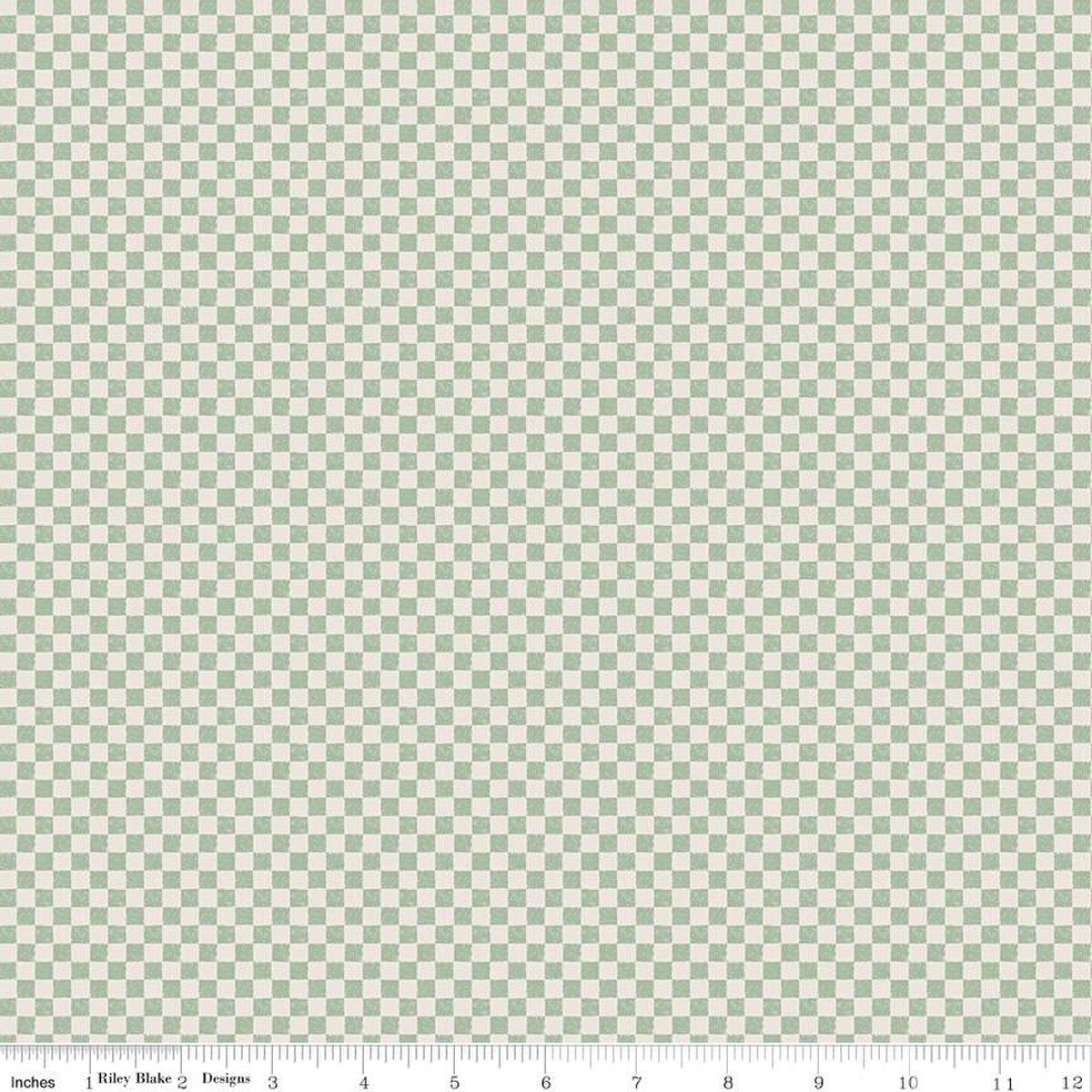 Check Please! 1/4" Check on Ivory Sage FABRIC (Quarter Yard increments)