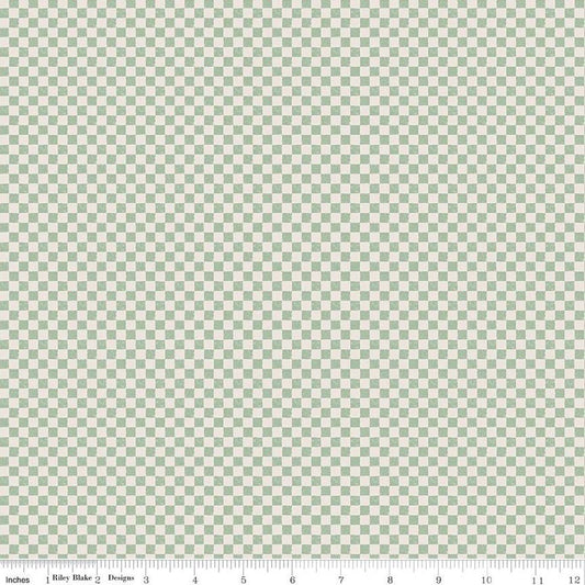 Check Please! 1/4" Check on Ivory Sage FABRIC (Quarter Yard increments)
