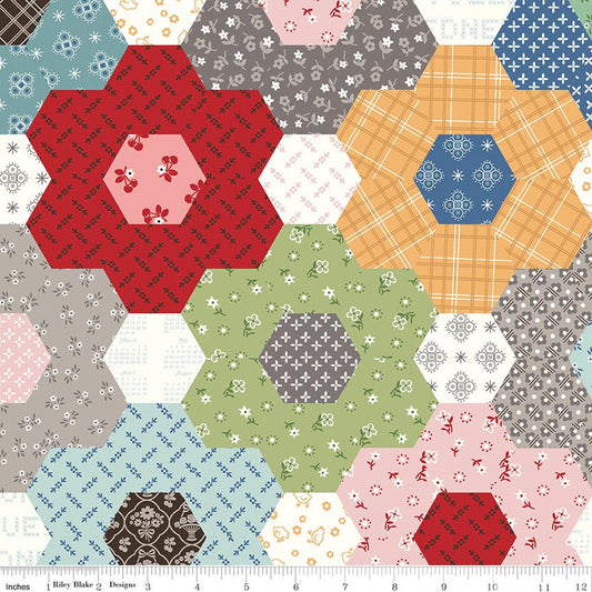 WIDE BACK CALICO GRANDMA'S FLOWER GARDEN MULTI 3-YARD PACKAGE