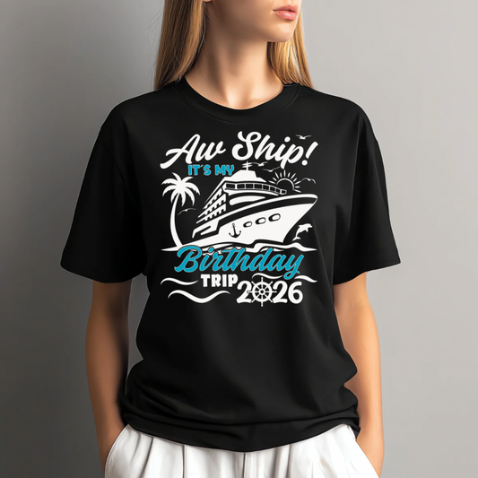 Birthday Cruise/Birthday Squad Printed T-Shirt/Crewneck