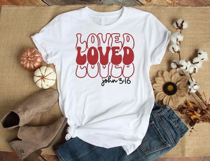 Loved John 3:16 Embroidered Shirt | Christian T-Shirt or Crewneck | Faith Based Apparel | Handmade Religious Clothing