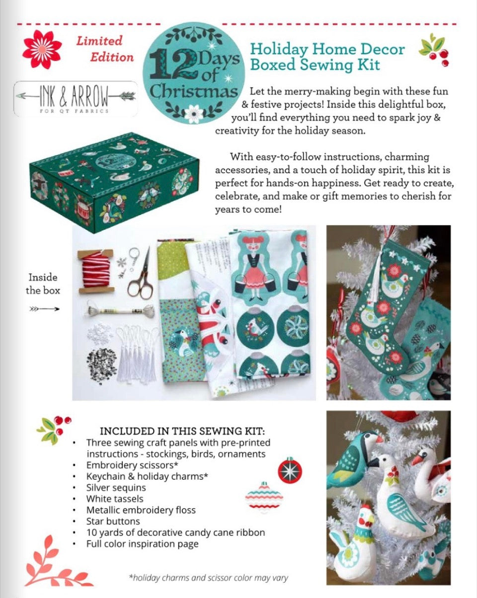 12 Days of Christmas Holiday Home Decor Boxed Sewing Kit Pre-Order Ships June 2026