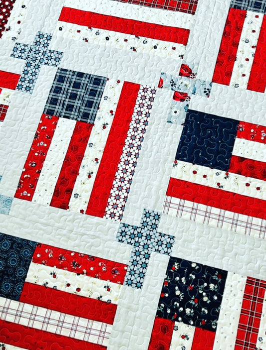 God and Country Quilt | Patriotic American Flag Quilt | Available in Wall Hanging, Throw, Queen, and King Sizes