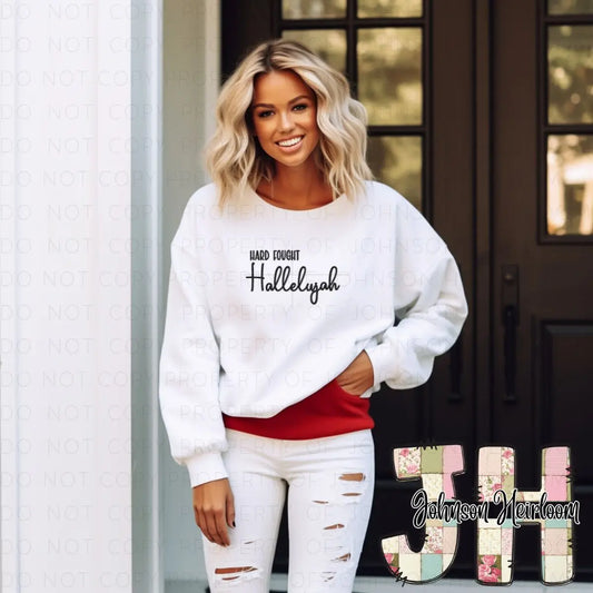 Hard Fought Hallelujah embroidered T-Shirt/Crewneck Johnson Heirloom