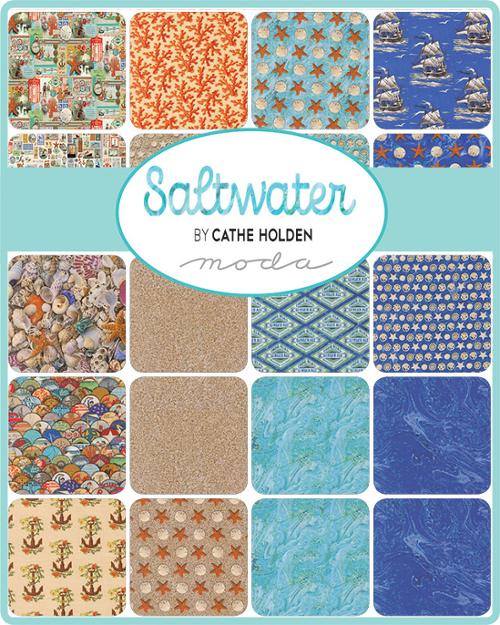 Saltwater- Moda Fabric Charm Pack 42-5” squares