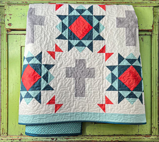 Rugged Cross Quilt | Handmade Christian Quilt | Available in Throw and Queen Sizes