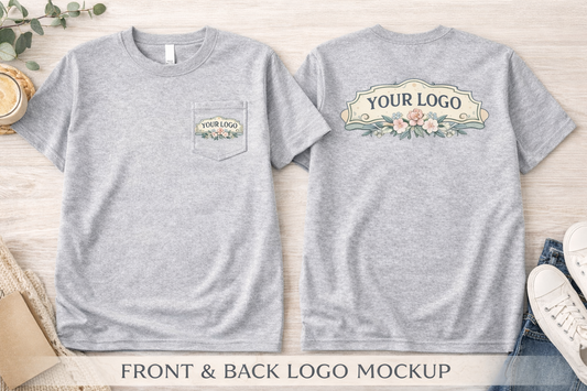 Custom Logo T-Shirt or Crewneck Sweatshirt | Front Pocket Logo & Full Back Logo | Business, Team & Event Apparel