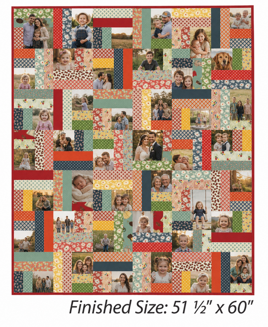 “In Pictures” Memory Quilt | Custom Photo Keepsake Quilt | Personalized Heirloom Quilt | Johnson Heirloom