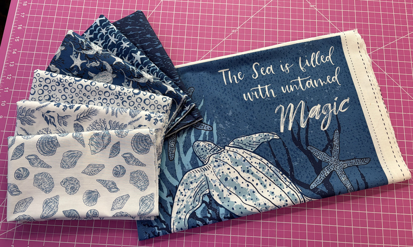 Ocean’s Oasis Fabric Box | Riley Blake Designs Ocean Oasis Collection | Quilting Fabric Bundle with Panel | Johnson Heirloom