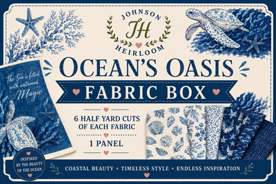 Ocean’s Oasis Fabric Box | Riley Blake Designs Ocean Oasis Collection | Quilting Fabric Bundle with Panel | Johnson Heirloom