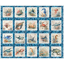 Nauticus Fabric Box | 2 Panels & 3 One-Yard Cuts | Morris Creative Group | Ocean & Nautical Quilt Fabric Bundle