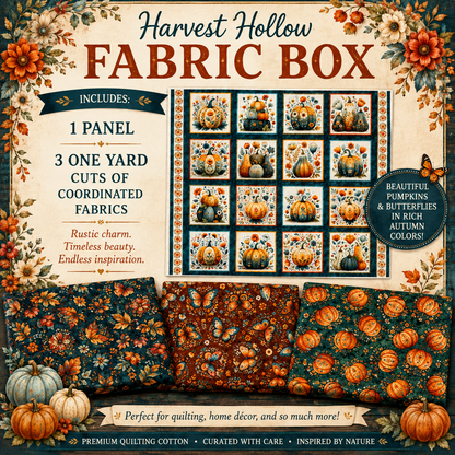 Harvest Hollow Fabric Box | 1 Panel & 3 One-Yard Cuts | QT Fabrics | Morris Creative Group