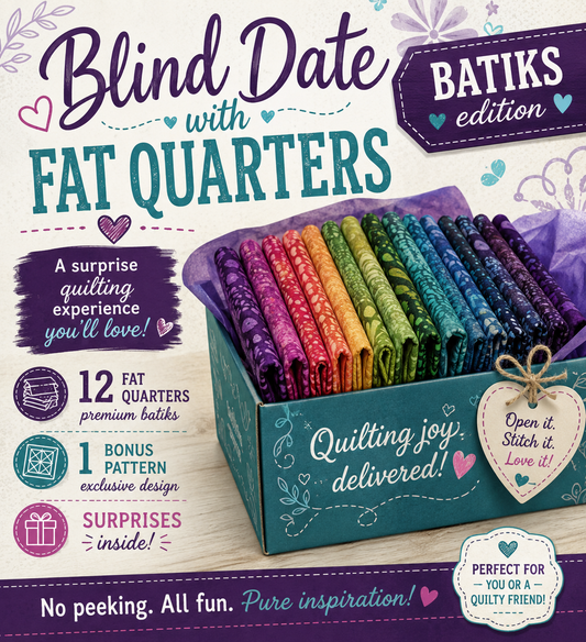 Blind Date with Fat Quarters – Batiks Edition | Mystery Quilting Fabric Bundle | Curated Surprise Fabric Box | Johnson Heirloom