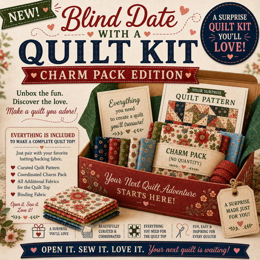Blind Date with a Quilt Kit Charm Pack Edition | Complete Quilt Top Kit | Mystery Quilt Kit | Quilting Gift | Curated Fabric Kit