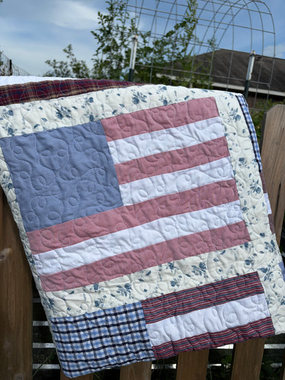 American Flag Keepsake Quilt | Patriotic American Flag Quilt | Available in Wall Hanging, Throw, Queen, and King Sizes