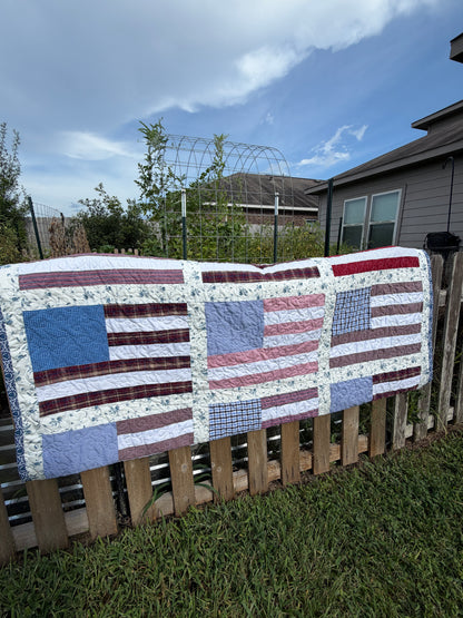 American Flag Keepsake Quilt | Patriotic American Flag Quilt | Available in Wall Hanging, Throw, Queen, and King Sizes
