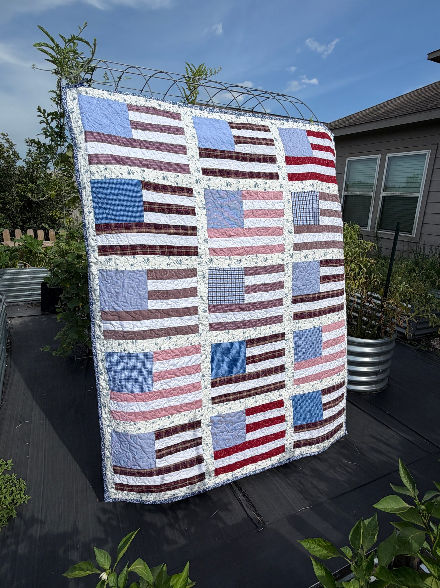 American Flag Keepsake Quilt | Patriotic American Flag Quilt | Available in Wall Hanging, Throw, Queen, and King Sizes