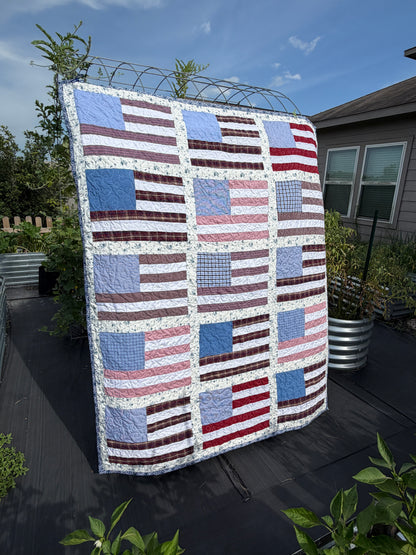 American Flag Keepsake Quilt | Patriotic American Flag Quilt | Available in Wall Hanging, Throw, Queen, and King Sizes