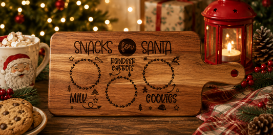 🎅 Snacks for Santa Personalized Acacia Wood Cutting Board