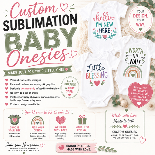 Custom Sublimation Baby Onesie | Personalized Baby Bodysuit