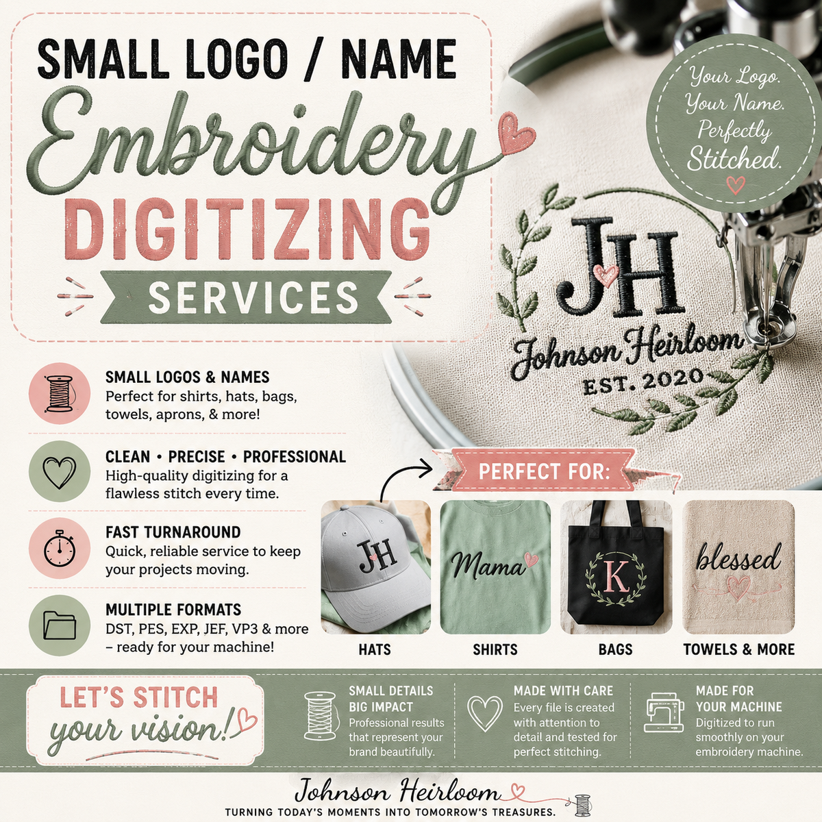 Custom Left Chest/Cap Logo Digitizing Service