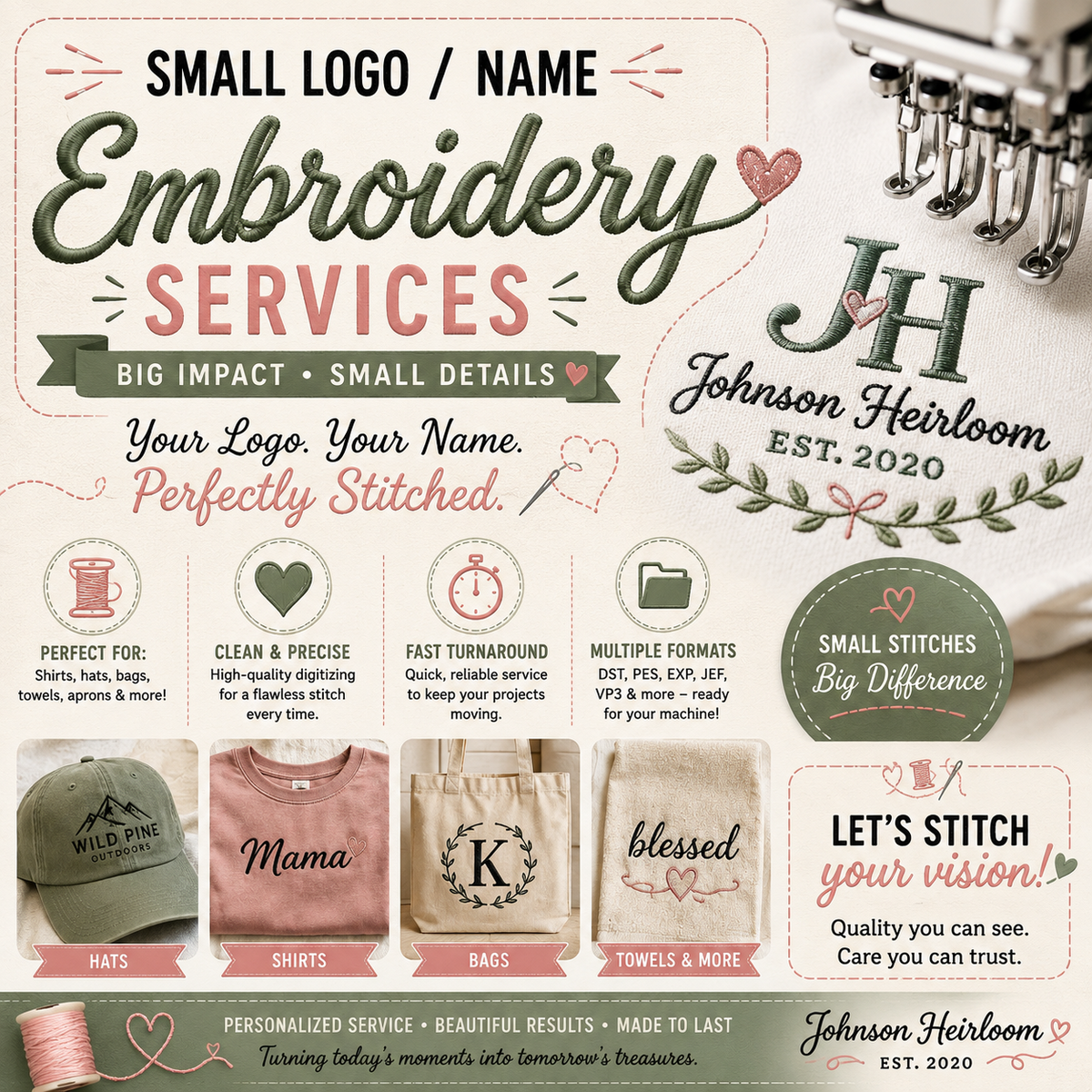 Custom Left Chest/Cap Logo Embroidery Service