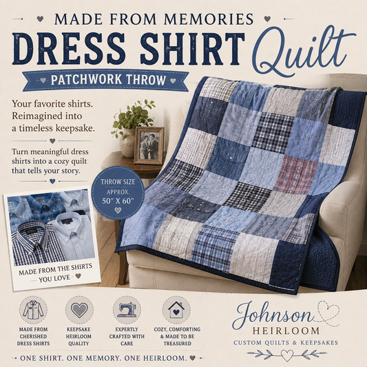 Custom Dress Shirt Memory Quilt – Patchwork Keepsake Quilt