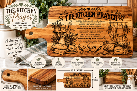 Kitchen Prayer Engraved Cutting Board | Christian Kitchen Gift