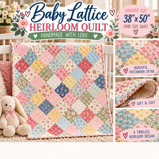 Handmade Patchwork on Point Baby Quilt | Personalized Crib Quilt