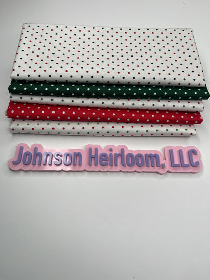 Swiss Dot FABRIC Quarter Yard bundle of 5