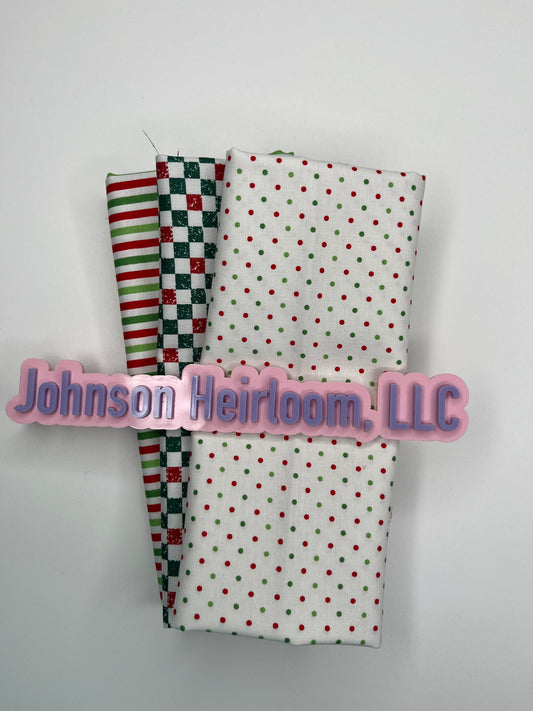 Christmas FABRIC Quarter Yard Bundle of 3