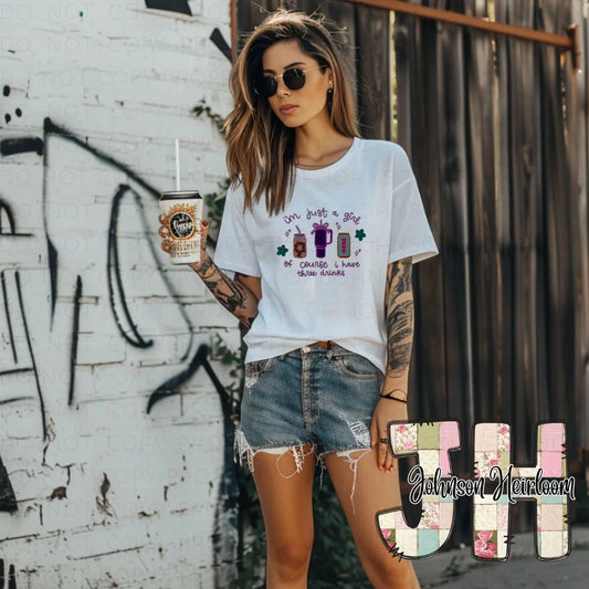 Just a girl w/ 3 Drinks embroidered T-Shirt/Crewneck Johnson Heirloom