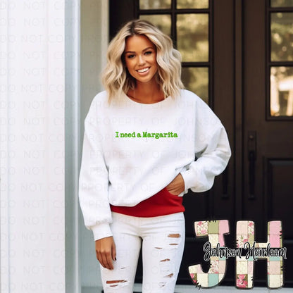 I need a Margarita embroidered T-Shirt/Crewneck Johnson Heirloom