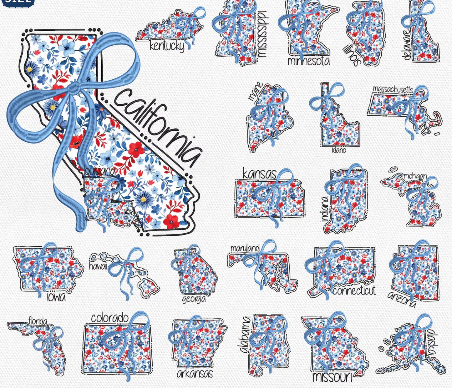 US States Embroidered Appliqué T-Shirt/Crewneck