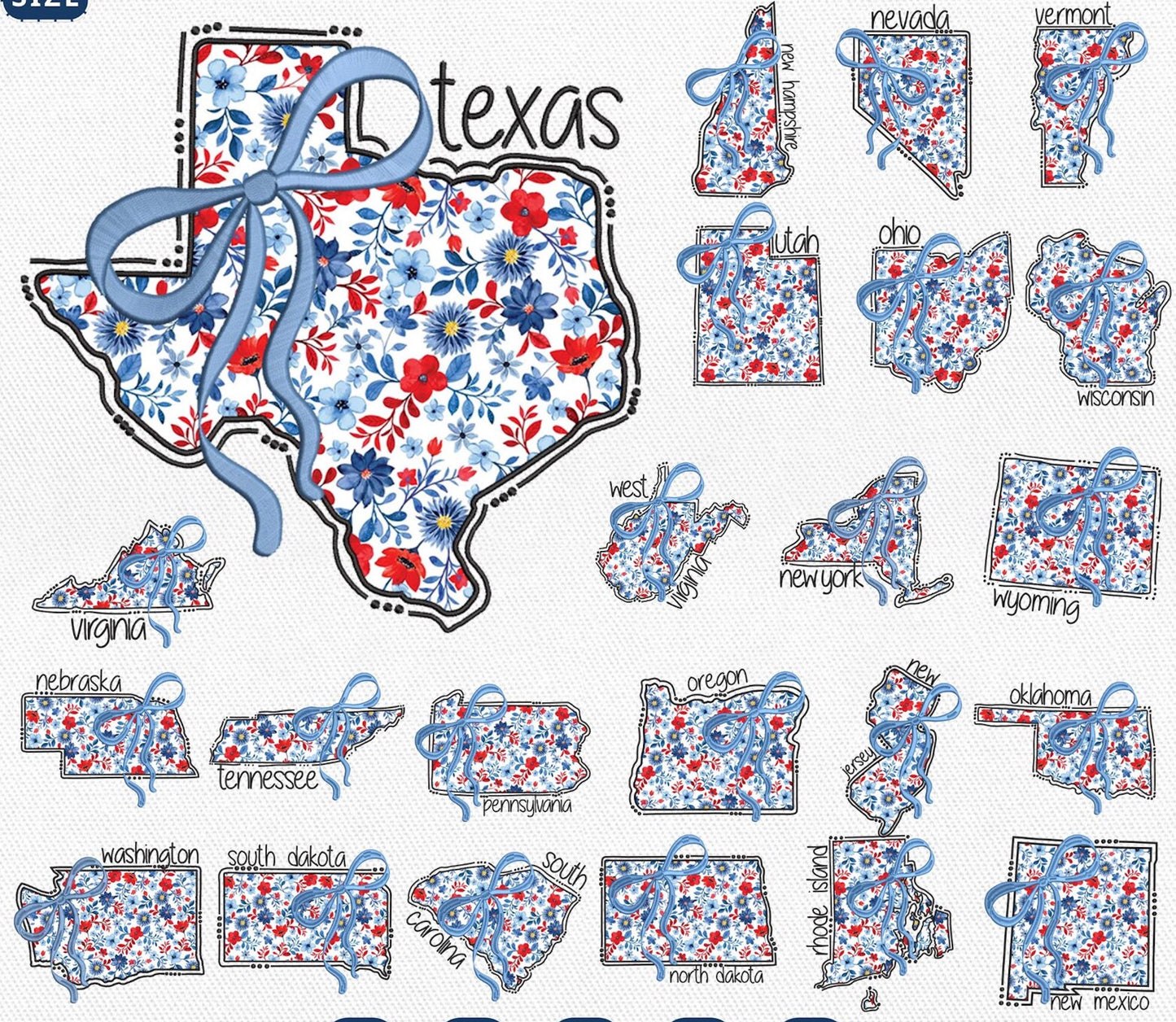 US States Embroidered Appliqué T-Shirt/Crewneck