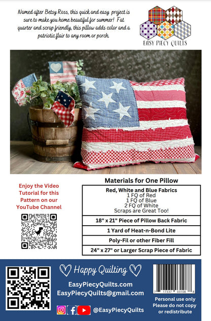 Betsy Quilted Pillow Pattern - Paper Print Vision