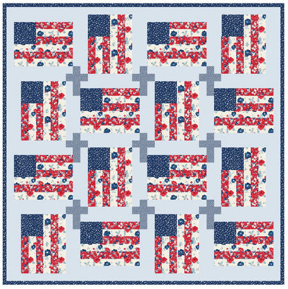 God And Country Quilt Pattern, Flag and Cross Pattern, Paper Print Version