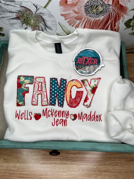 Custom Name Applique EmbroideredT-Shirt/Crewneck