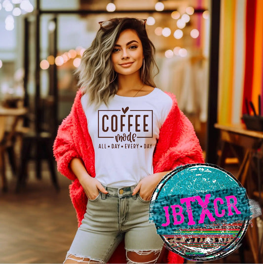 Coffee Mode Screen Printed T-Shirt/Crewneck