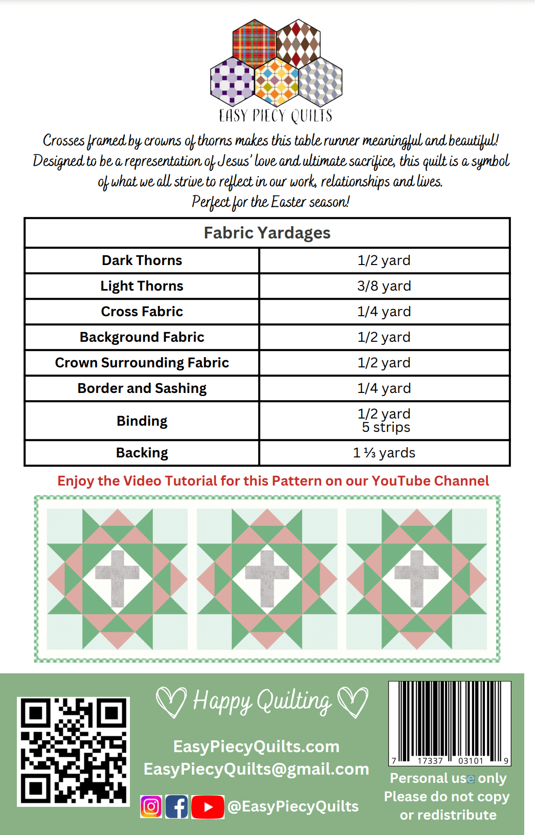 Rugged Cross Table Runner Kit